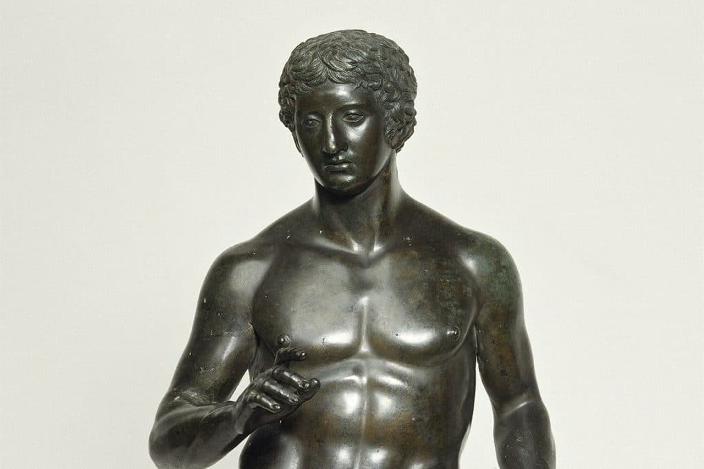 Éphèbe des Fins d'Annecy, statuette romaine en bronze d'après Polyclète, trouvée à Boutae en 1867
